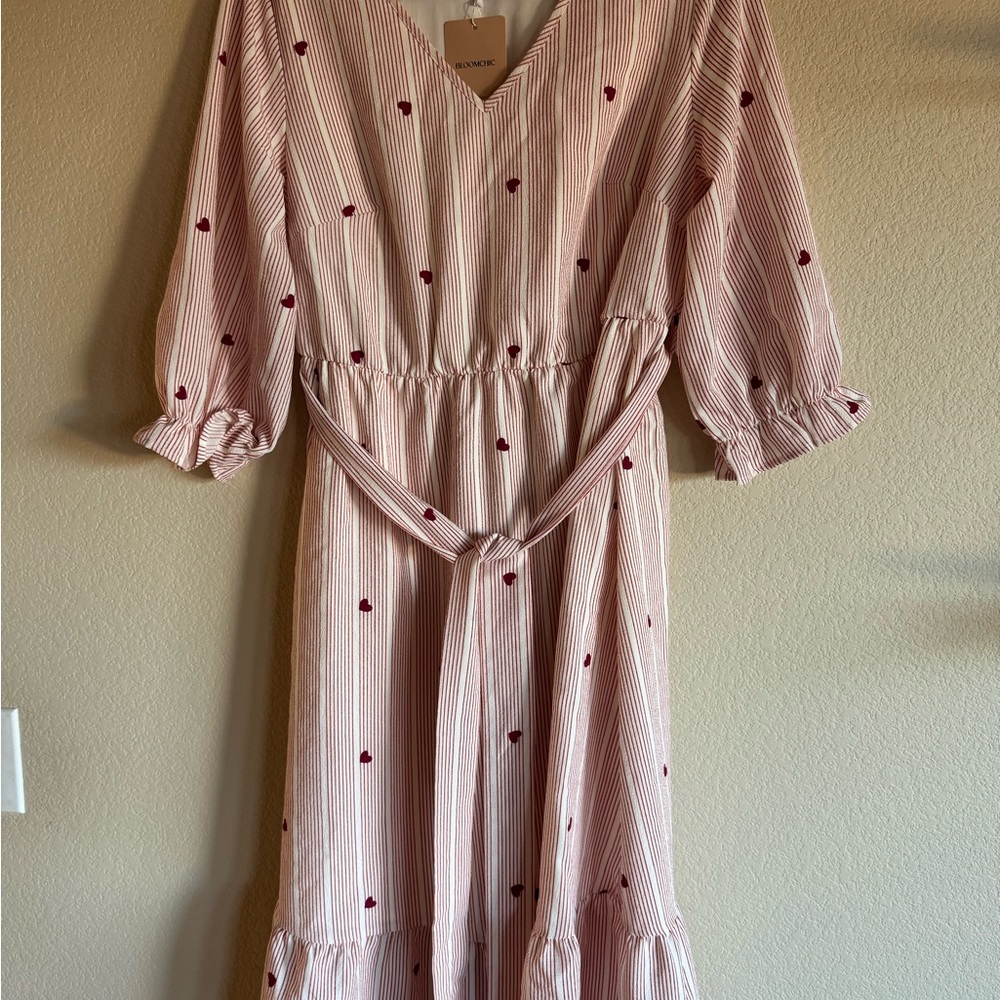 BloomChic Pink Striped Long Sleeve Dress